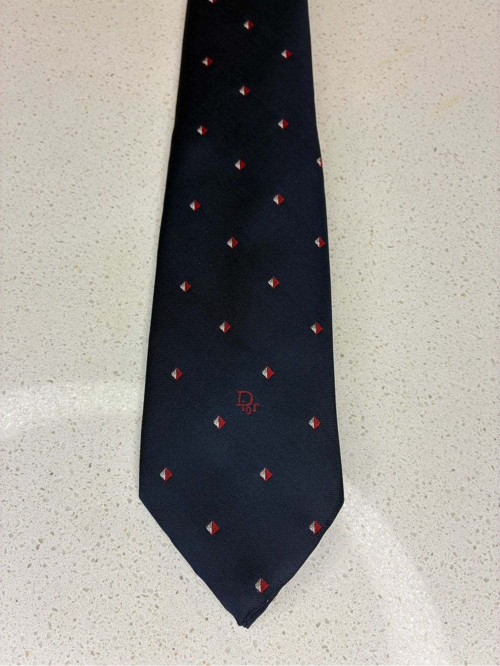 Vintage Christian Dior Men’s Neck Tie Blue, Red & White Paris New York label